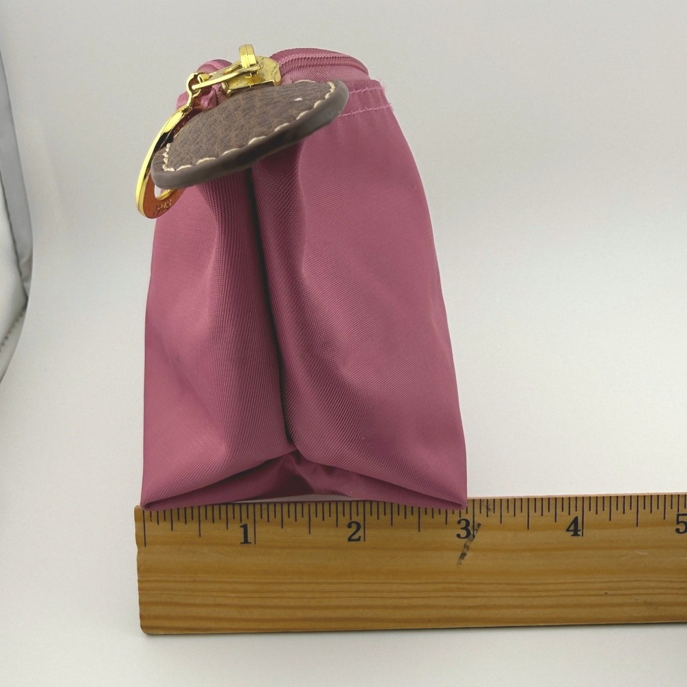 Longchamp Le Pliage Coin Purse Pink Mauve Nylon Leather Trim Zip Pouch Mini - Picture 11 of 11